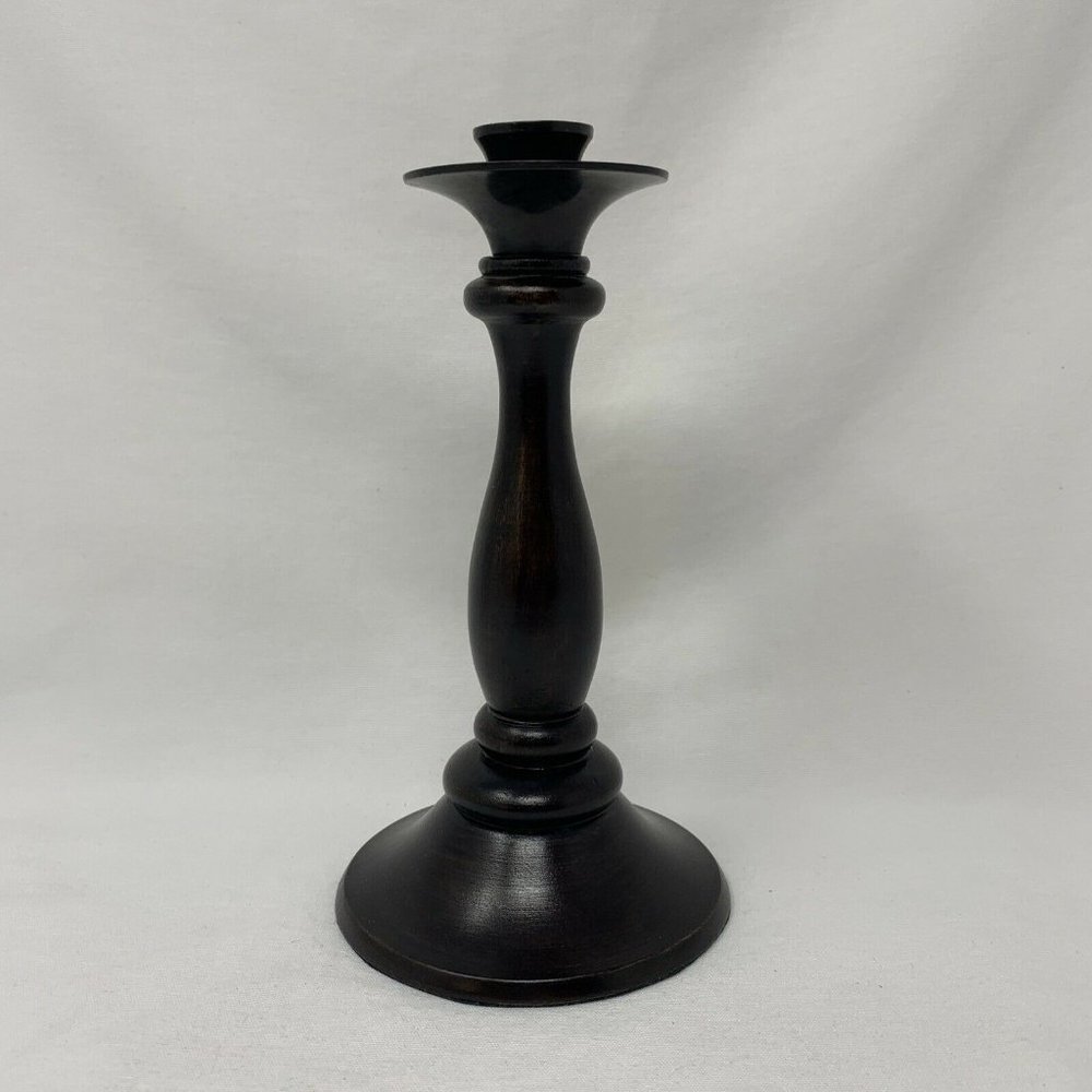 Pottery Barn - 9.5" tall Wood and Metal Taper Candle Holder